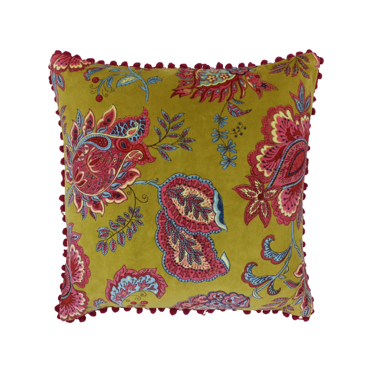Malisa Paisley Lemon Curry Yellow Floral Cushion - uBaaHaus