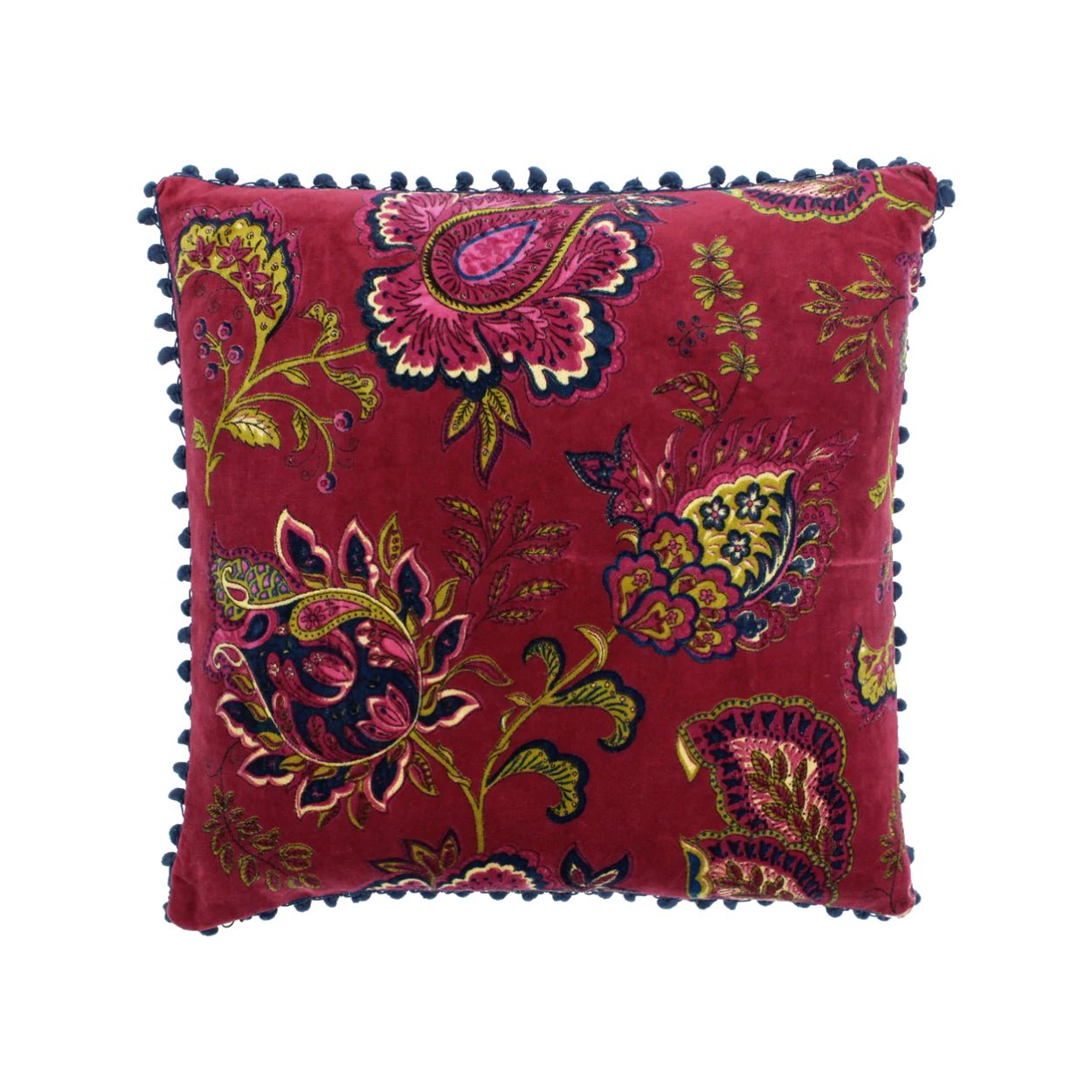 Malisa Paisley Pomegranate Red Floral Cushion - uBaaHaus