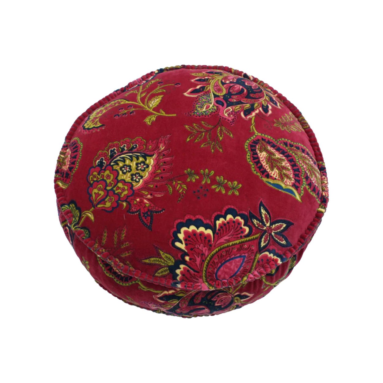 Malisa Paisley Round Pomegranate Red Floral Cushion - uBaaHaus