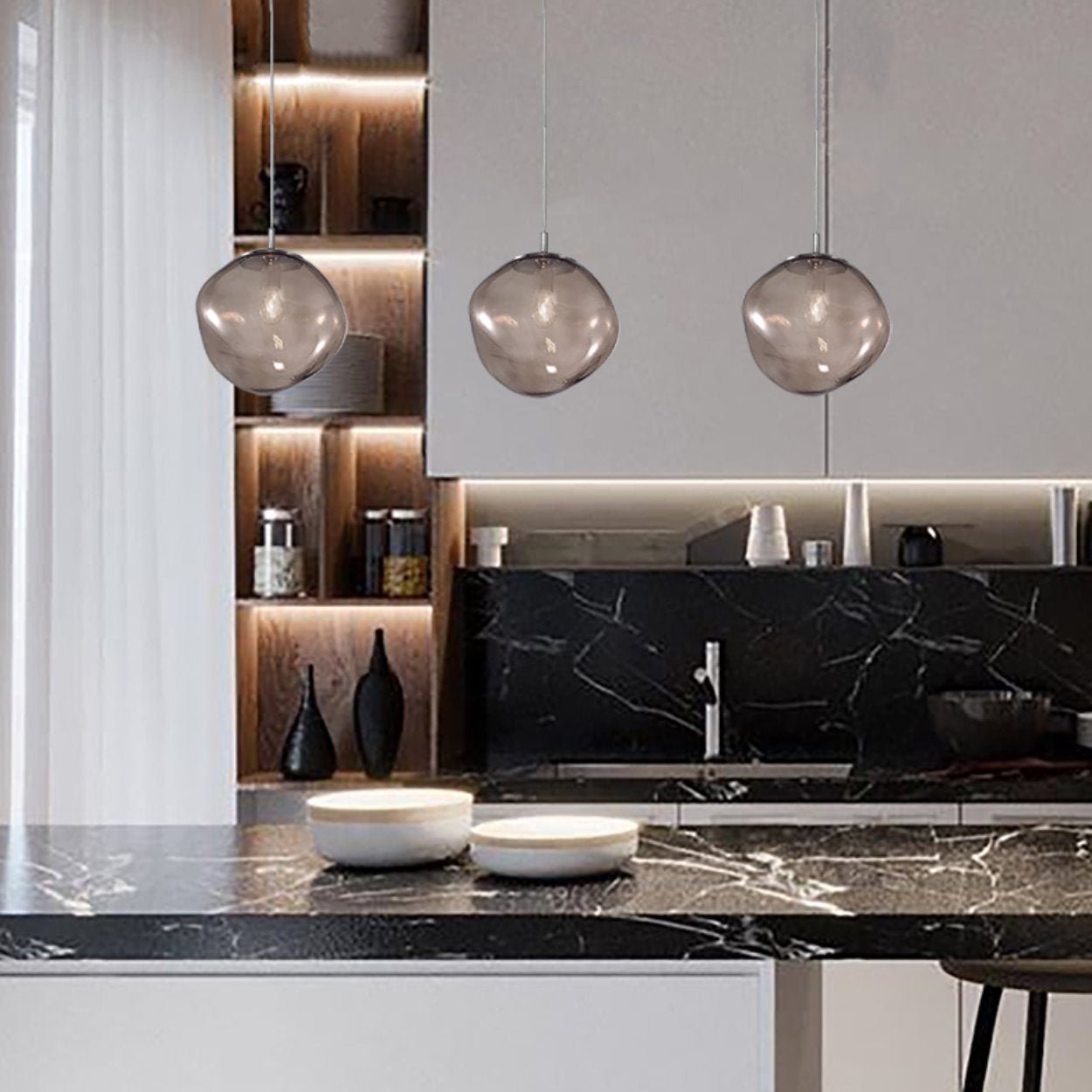 Metal Lux Saxa Irregular Glass Pendant Light - uBaaHaus