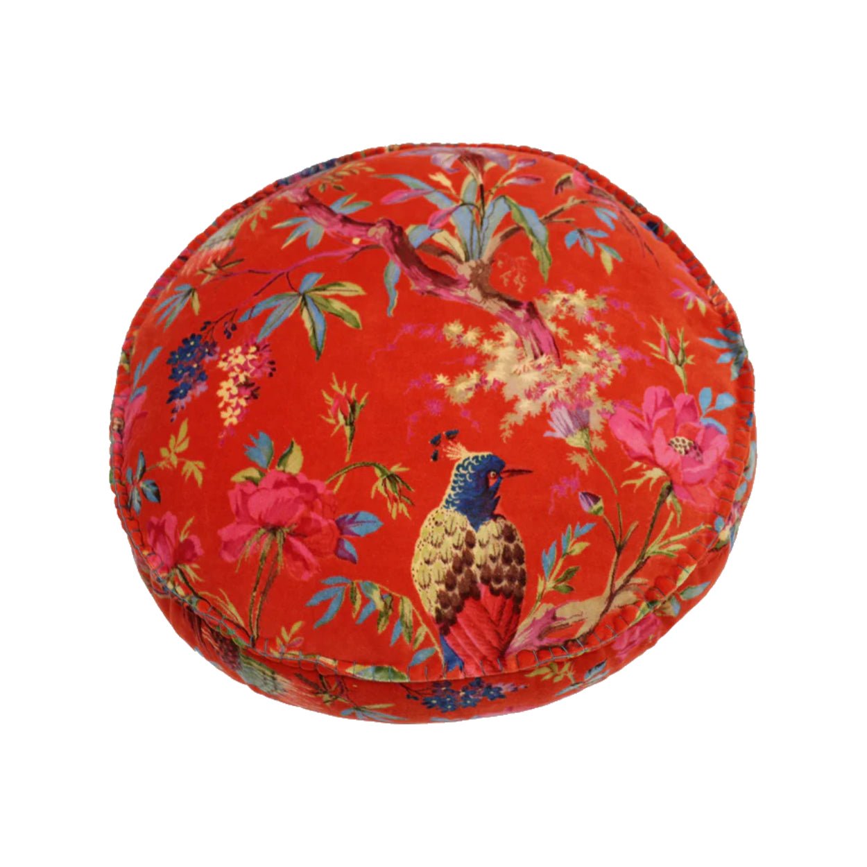 Paoletti - Round Orange Velvet Cushion - uBaaHaus