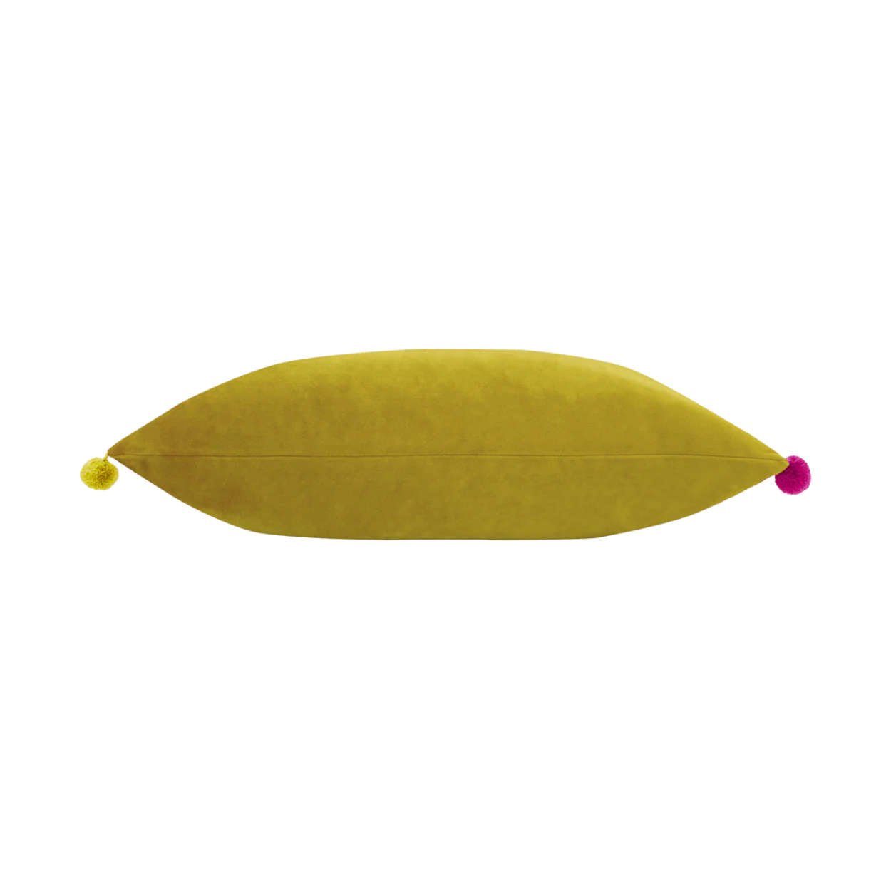 Paoletti - Bamboo Yellow Pom Pom Velvet Cushion - uBaaHaus