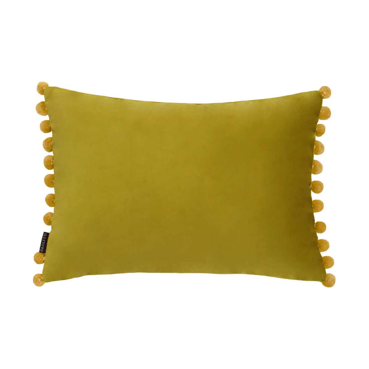 Paoletti - Bamboo Yellow & Gold Pom Pom Velvet Cushion - uBaaHaus
