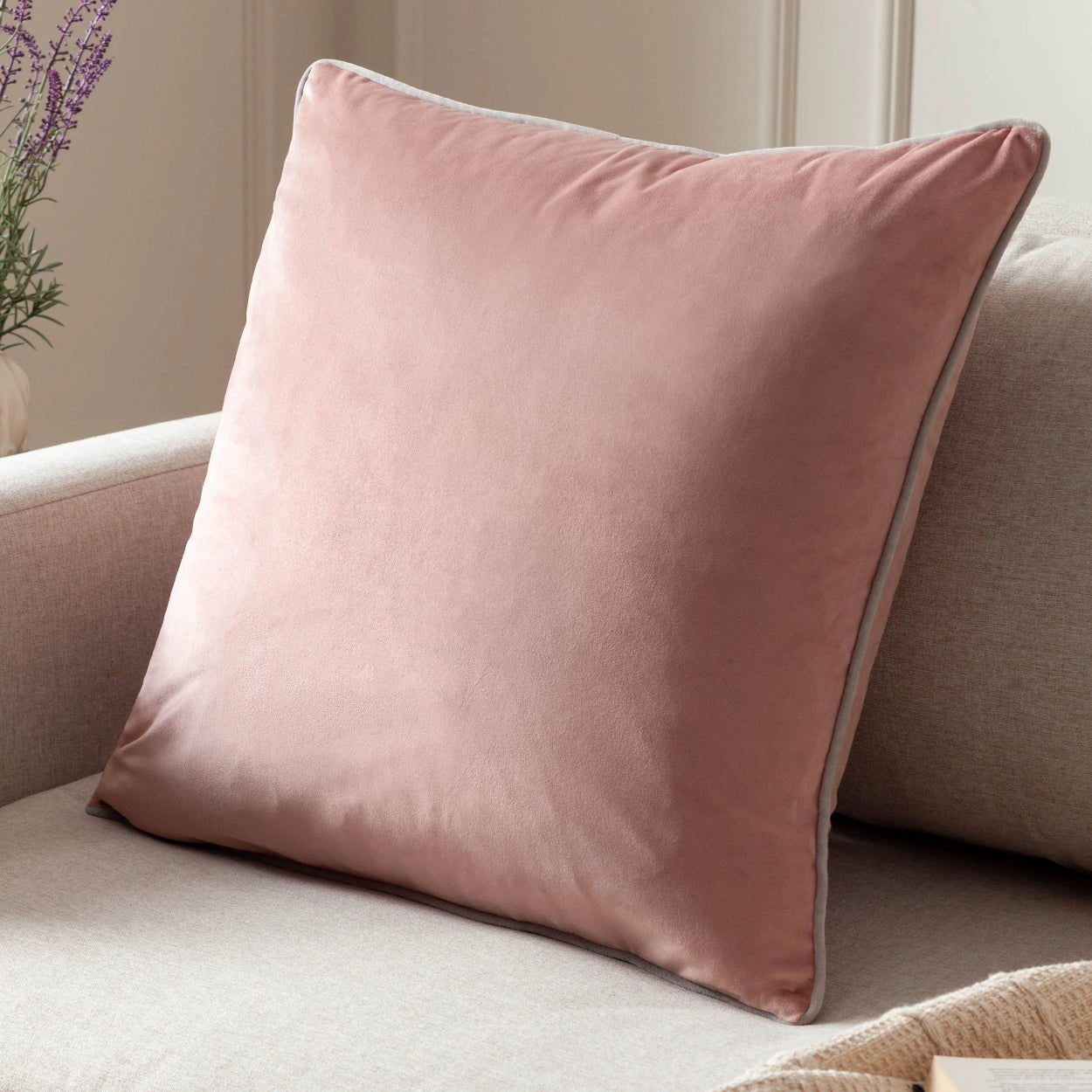 Paoletti - Blush Pink Velvet Cushion - uBaaHaus