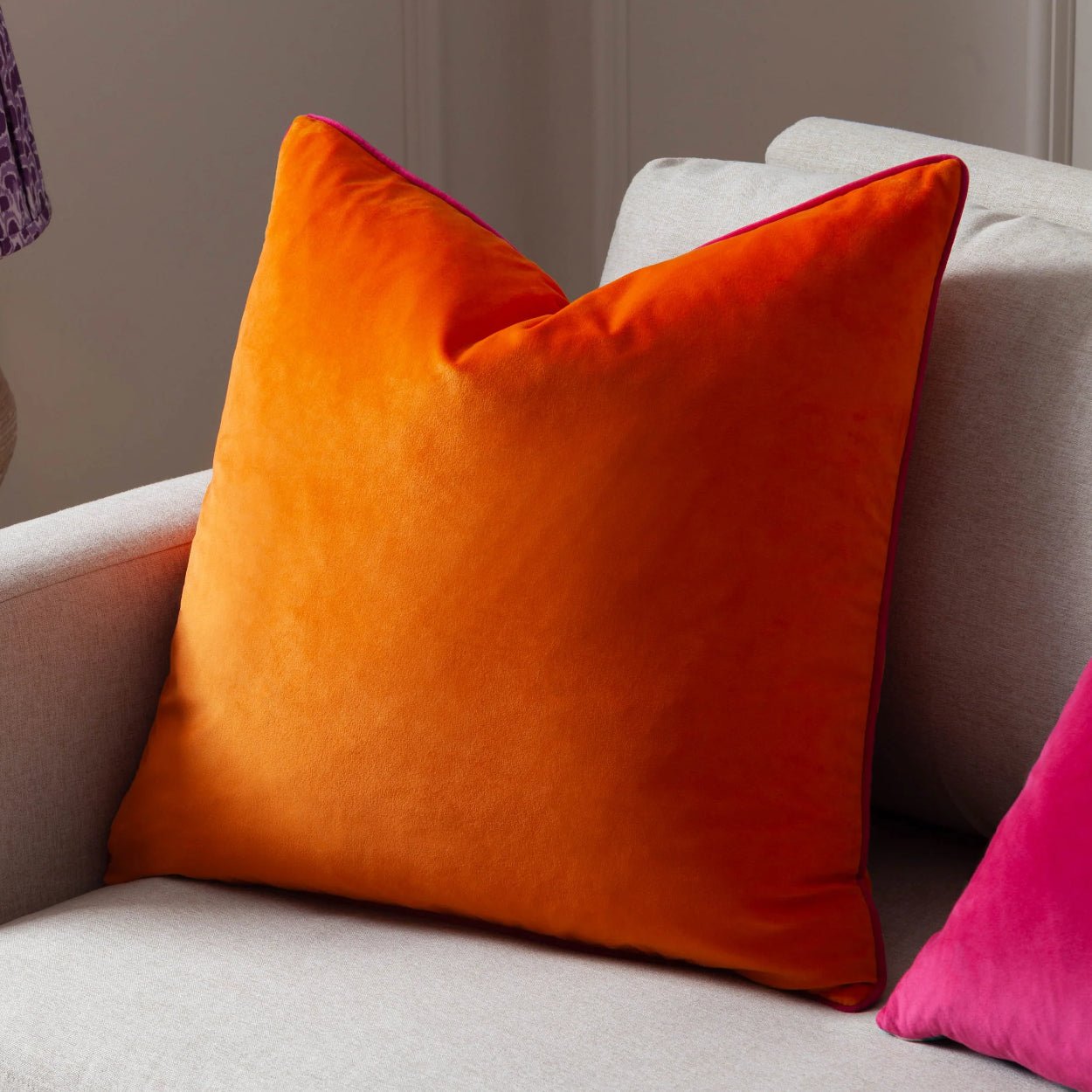 Paoletti - Clementine Orange Velvet Cushion - uBaaHaus