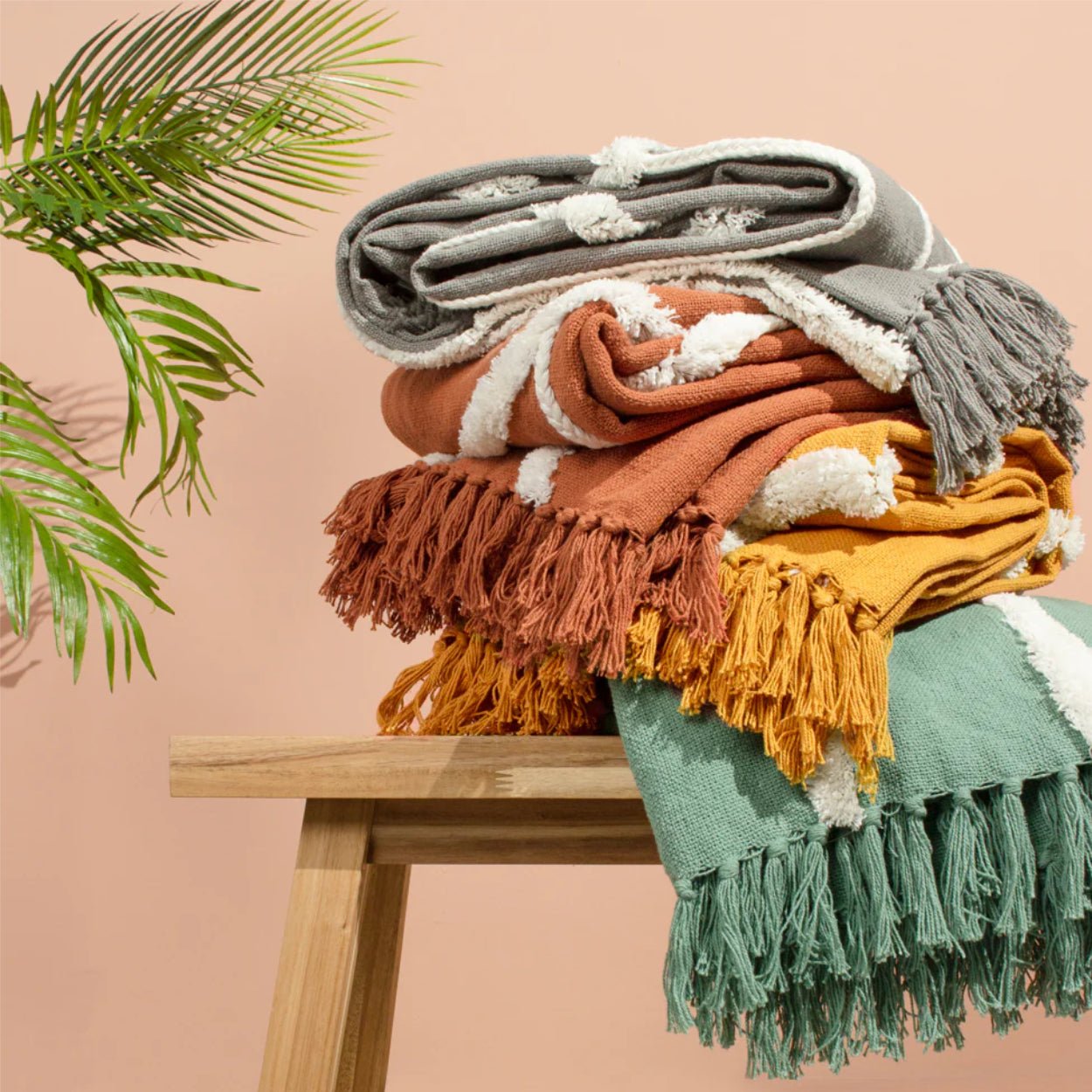 Rainbow Tuft Brick Red Throw - uBaaHaus