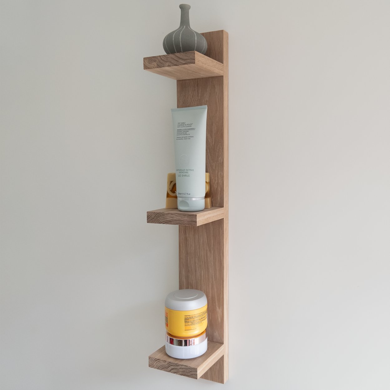 Vertical Wall Shelf: Solid Oak - uBaaHaus