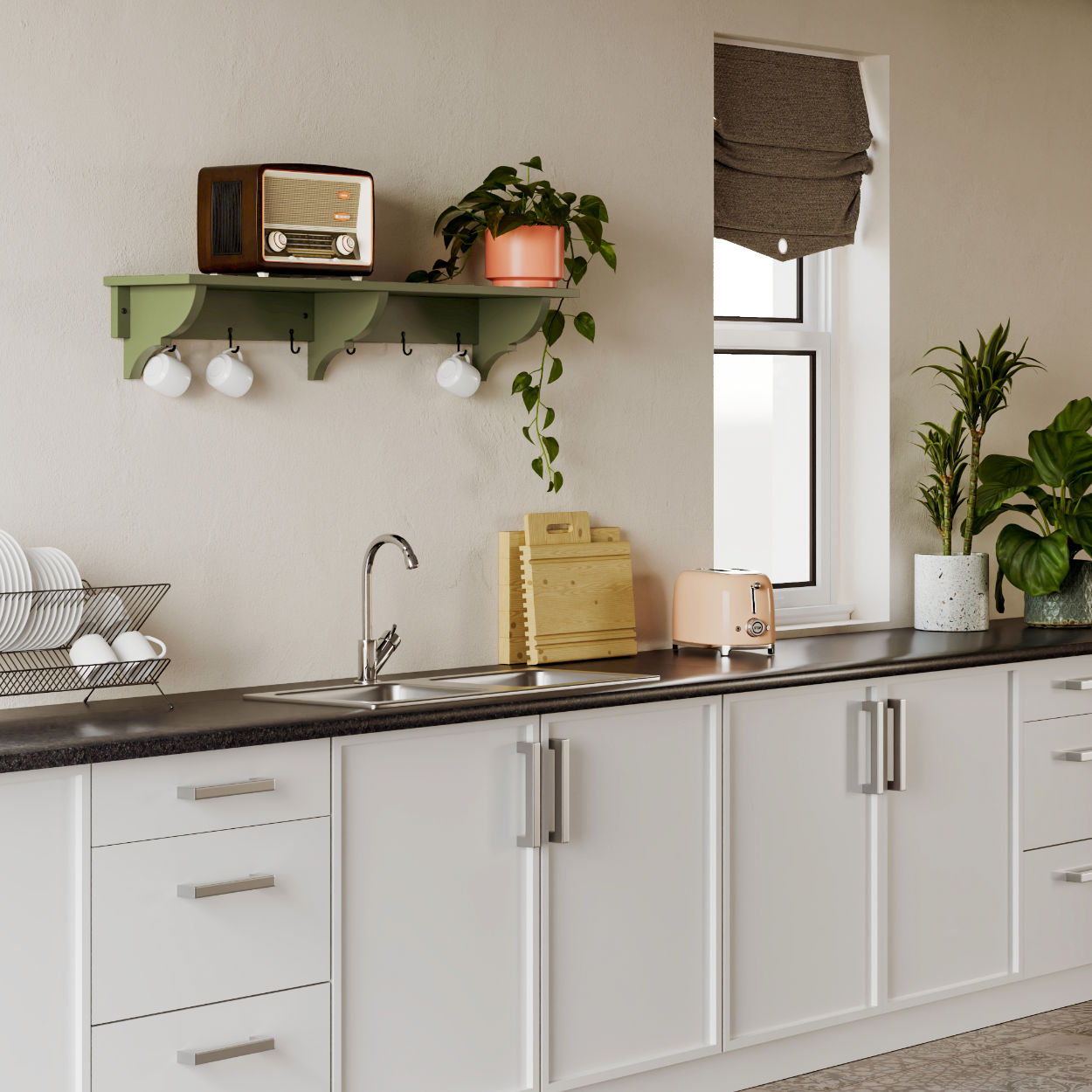 Wide Shaker Shelf With Brackets