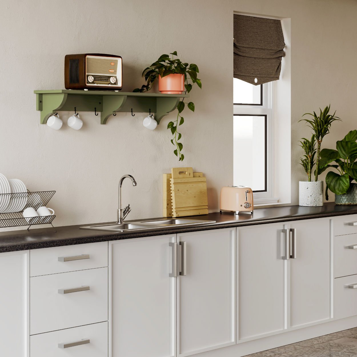 Wide Shaker Shelf With Brackets - uBaaHaus