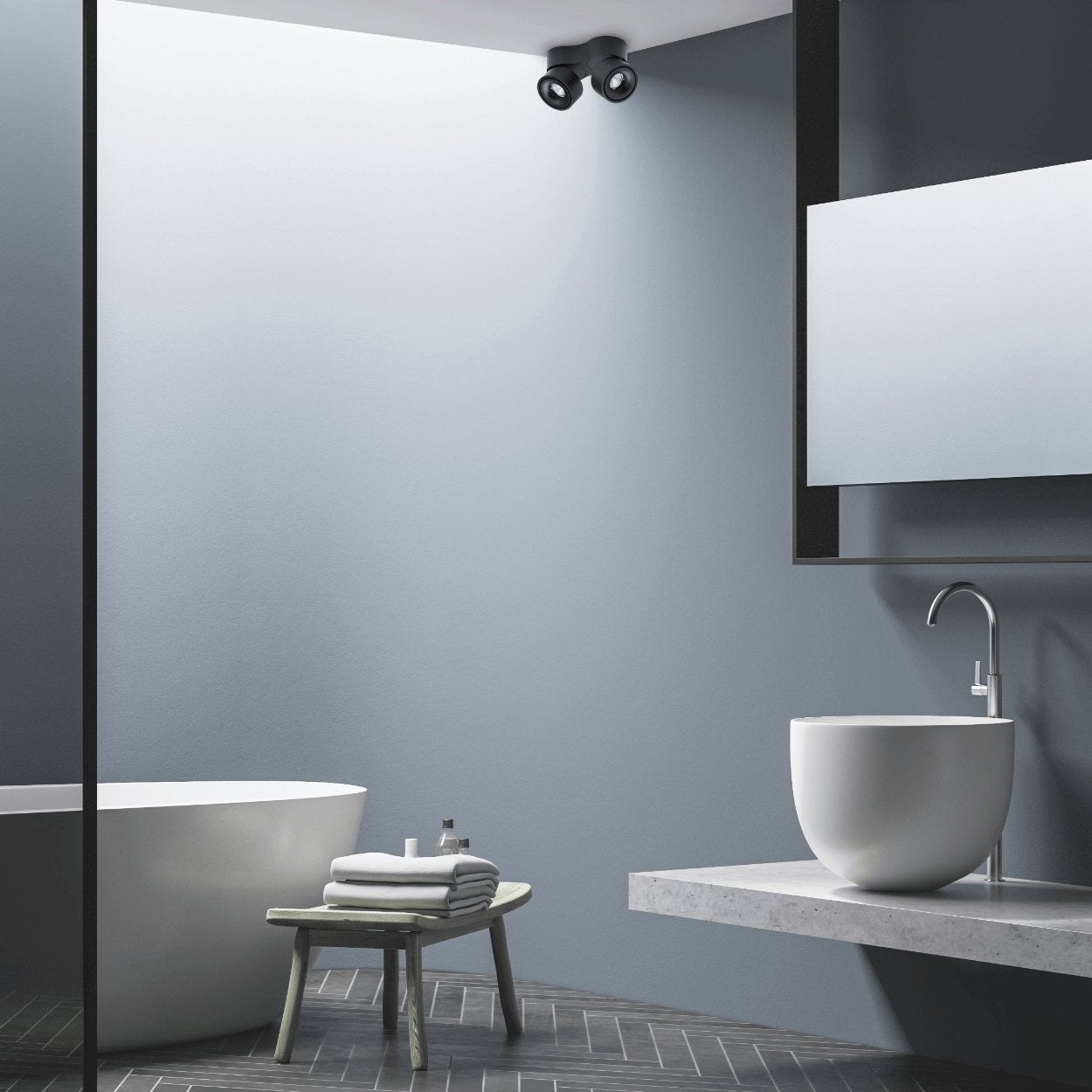 black easy combi spotlight in bathroom