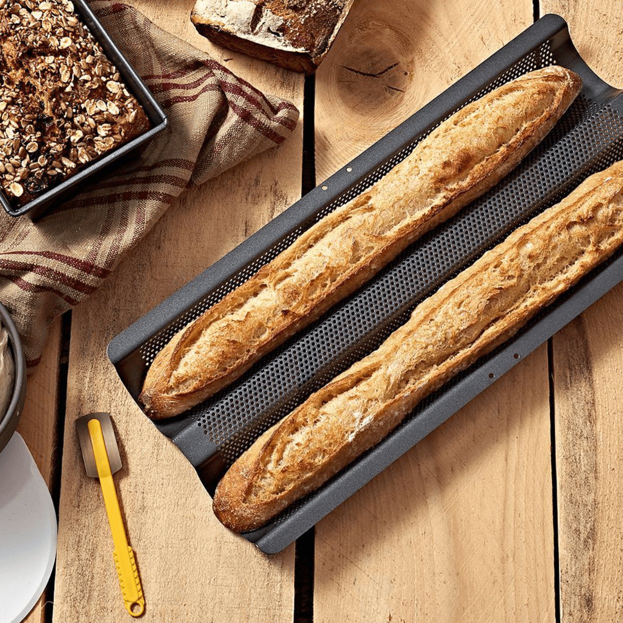 de Buyer Non-Stick Double Baguette Perforated Baking Tray