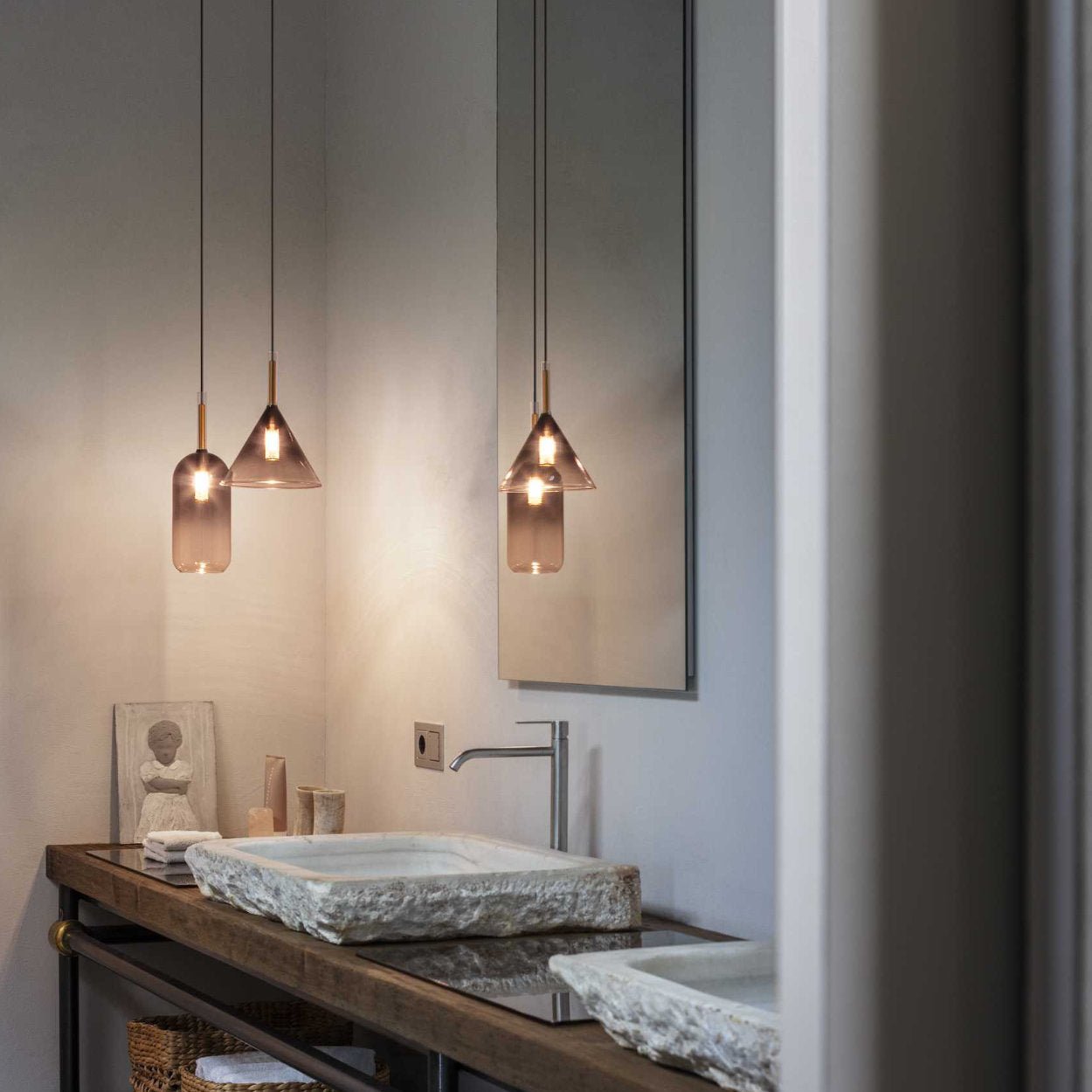 Ideal Lux Empire SP1 Cilindro Glass Pendant Light - uBaaHaus