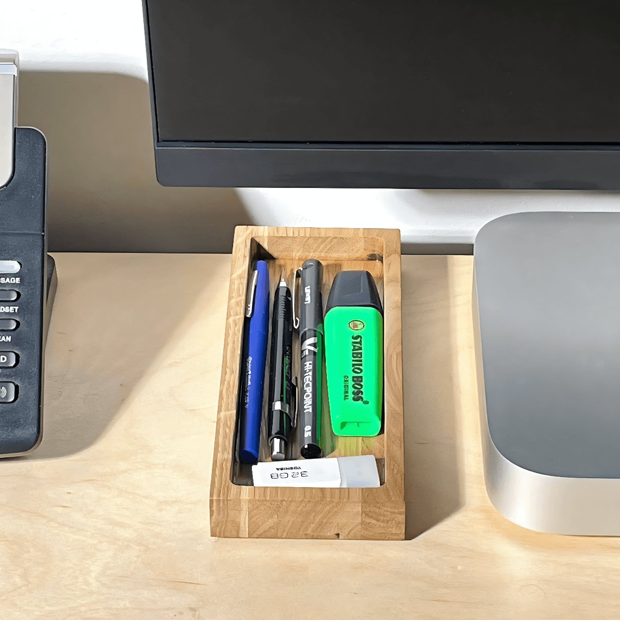 Oak Wood Desk Organiser