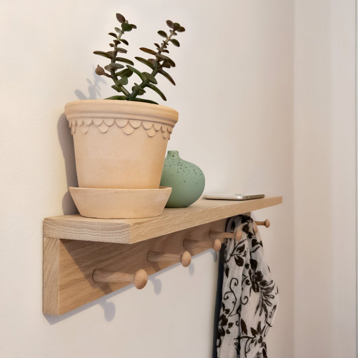Oak Peg Rail With Shelf - uBaaHaus
