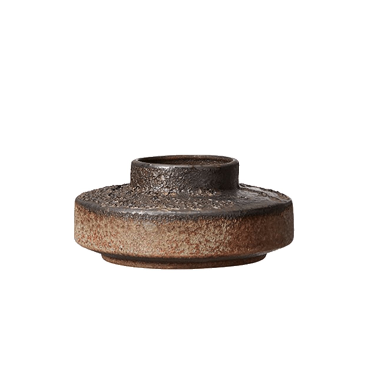 sofia low vase with rustic brown/copper glaze