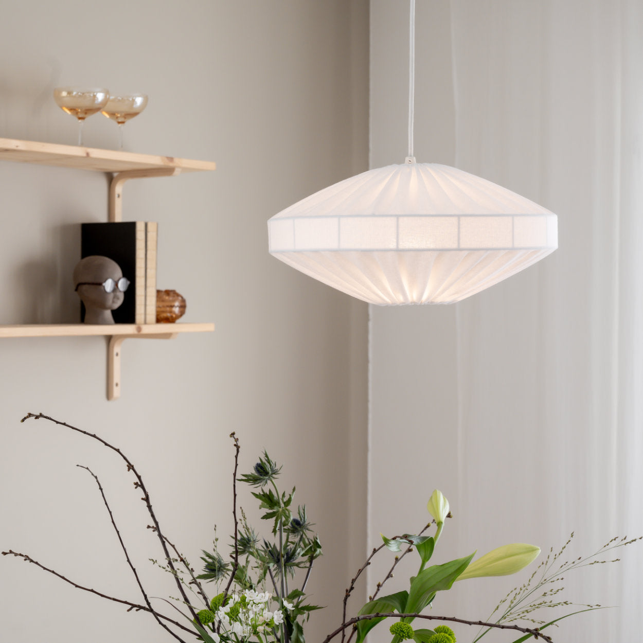 PR Home Edith White Cotton Pendant Light