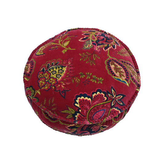 Malisa Paisley Round Pomegranate Red Floral Cushion