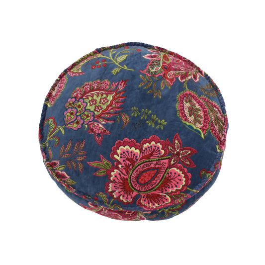 Malisa Paisley Round Smoke Blue Floral Cushion