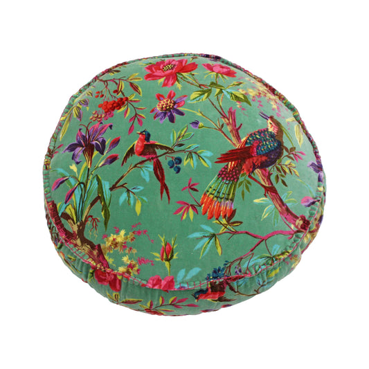 Paoletti - Round Aqua Velvet Cushion