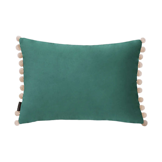 Paoletti - Duck Green Pom Pom Velvet Cushion