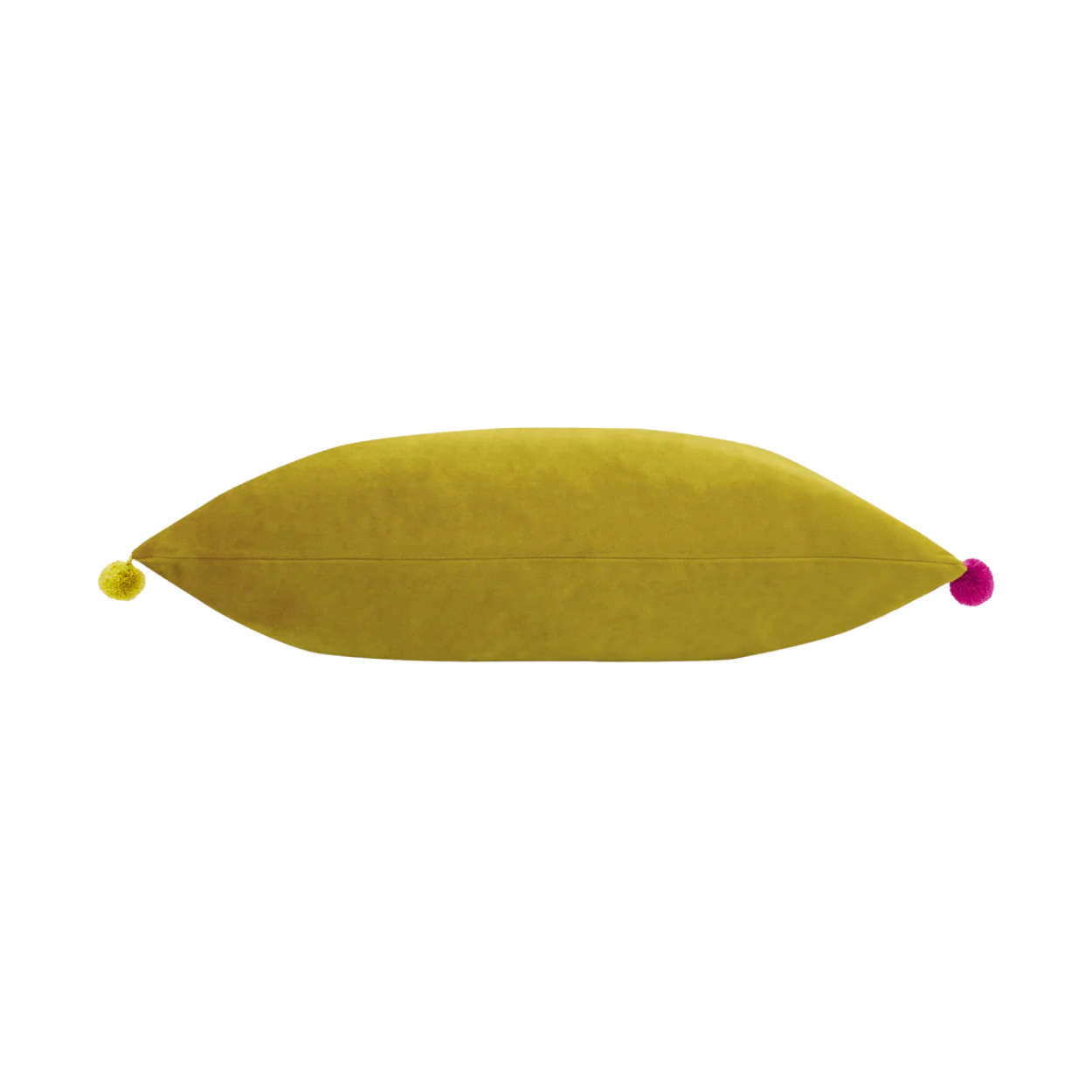 Paoletti - Bamboo Yellow Pom Pom Velvet Cushion