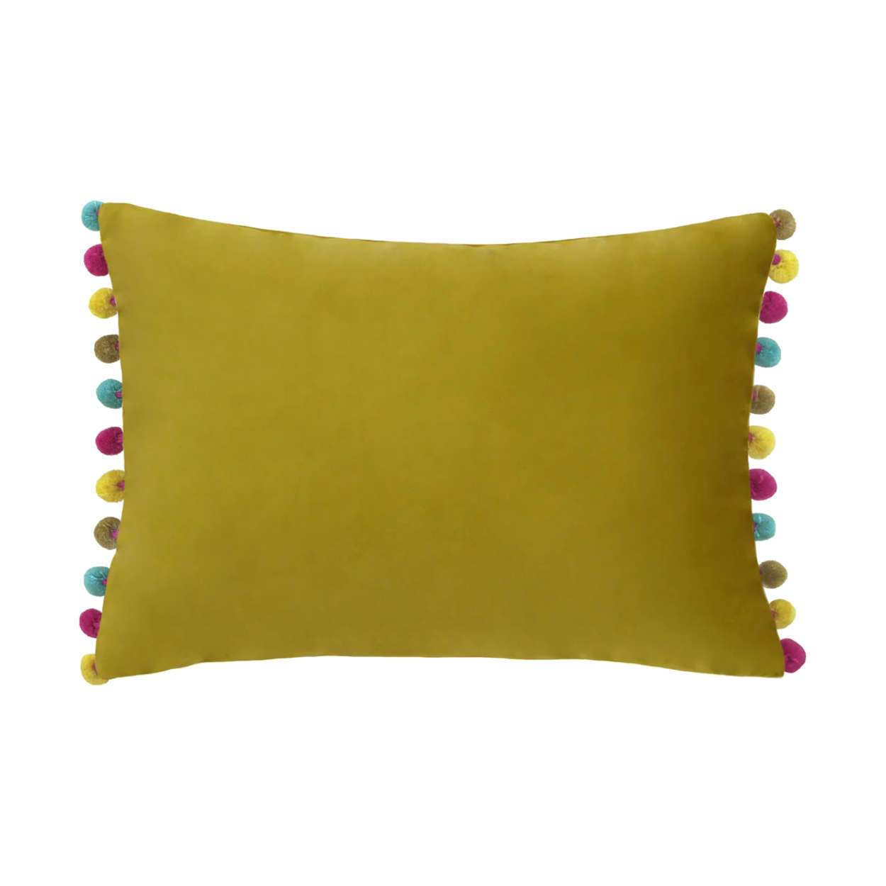 Paoletti - Bamboo Yellow Pom Pom Velvet Cushion