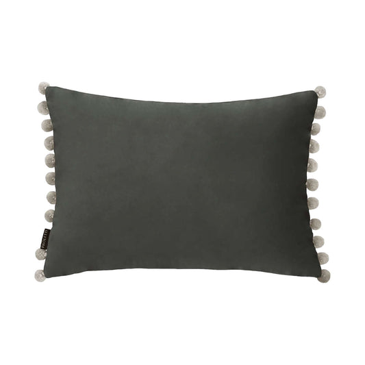 Paoletti - Mink Grey Pom Pom Velvet Cushion