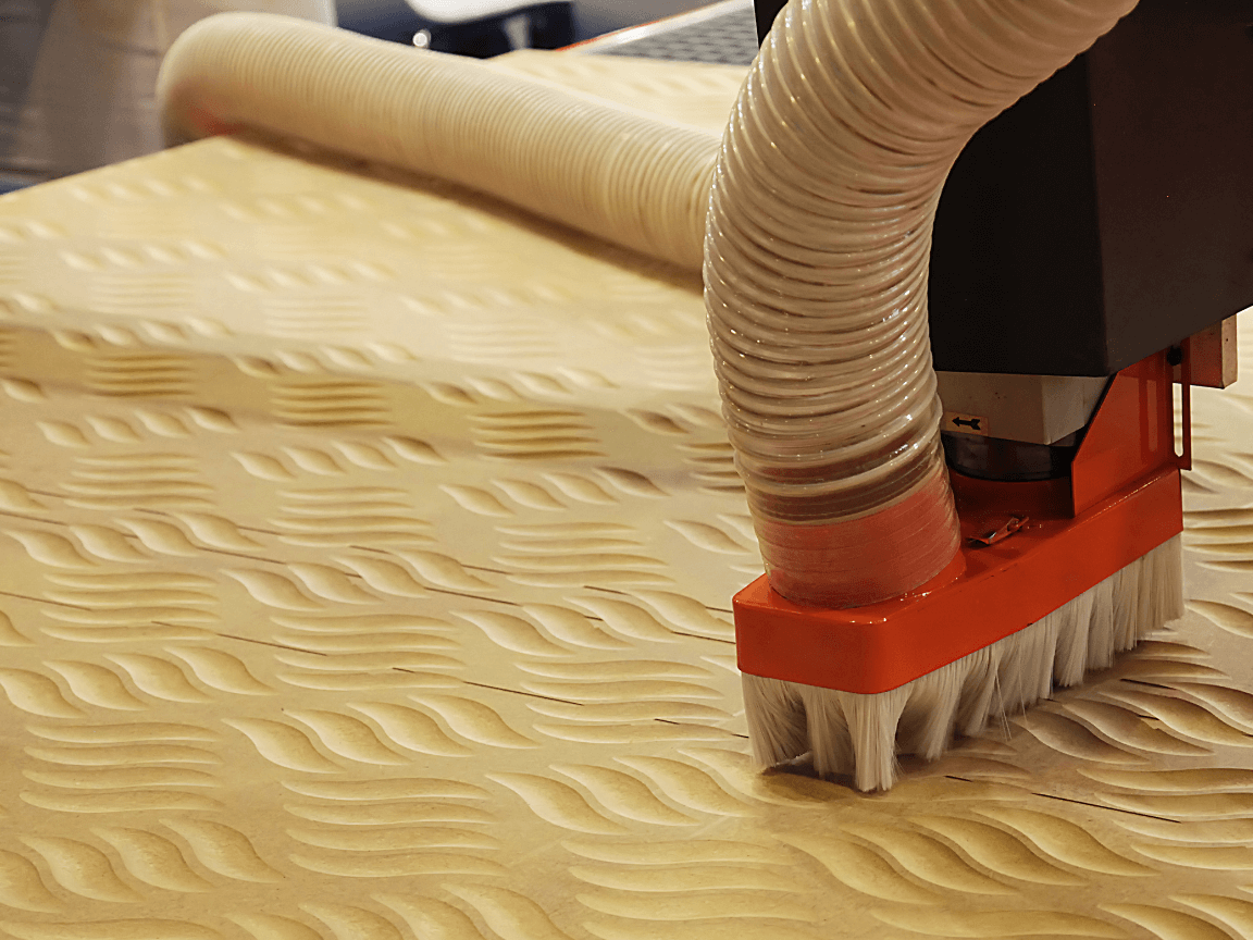 wood cnc routering wave pattern onto sheet material
