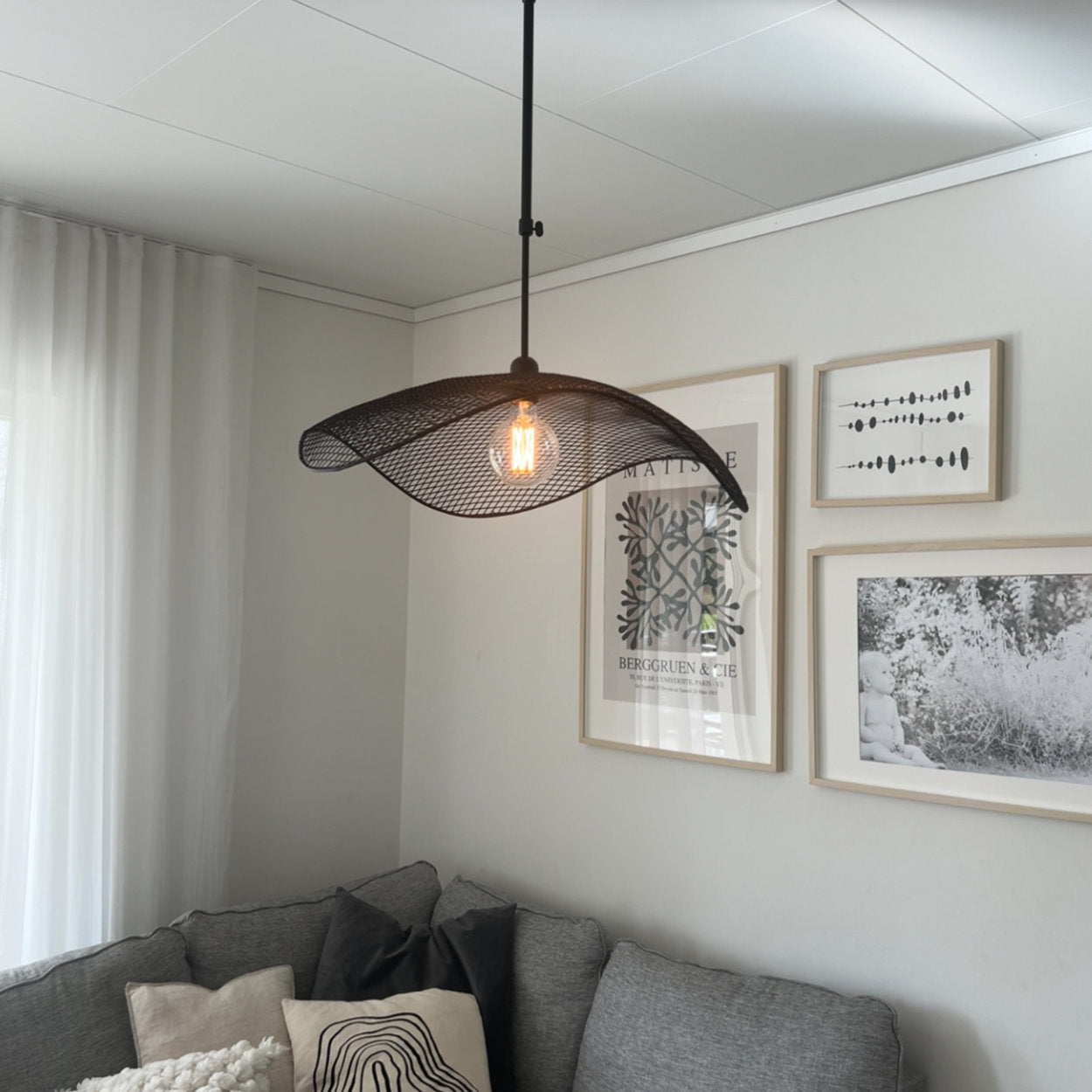 PR Home Vivi Long Black Mesh Ceiling Light