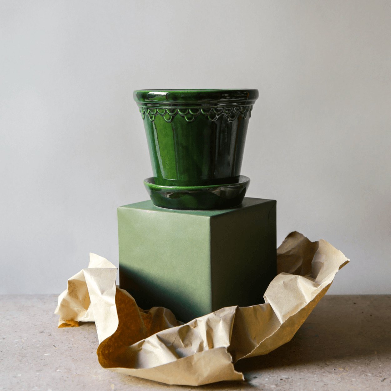 mini green bergs potter copenhagen plant pot on top of green box