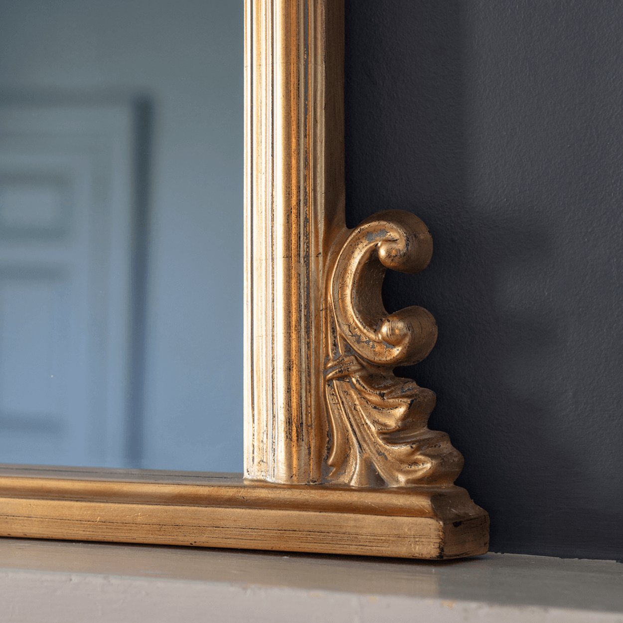 thornby gold mirror close up of decorative corner