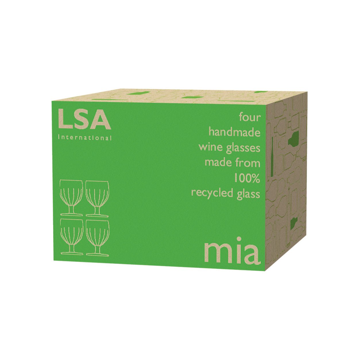 LSA Mia Wine Glass 350ml recycled part optic (4 Set) - uBaaHaus